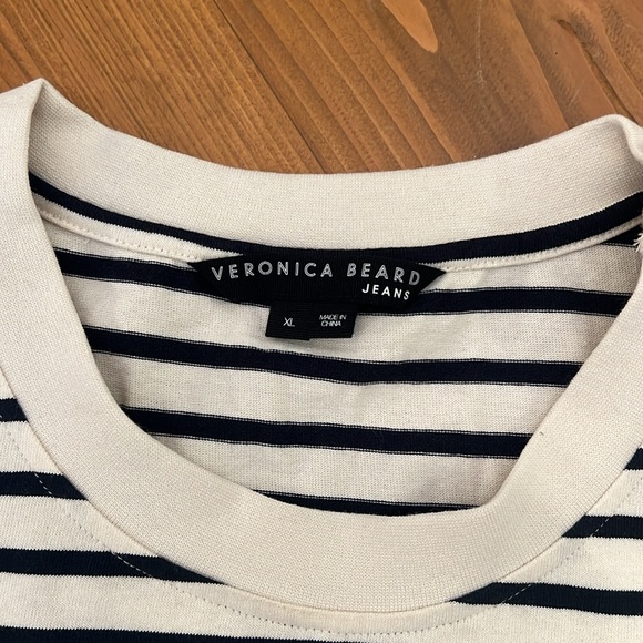 Veronica Beard size xl cream with navy stripes - Picture 2 of 4